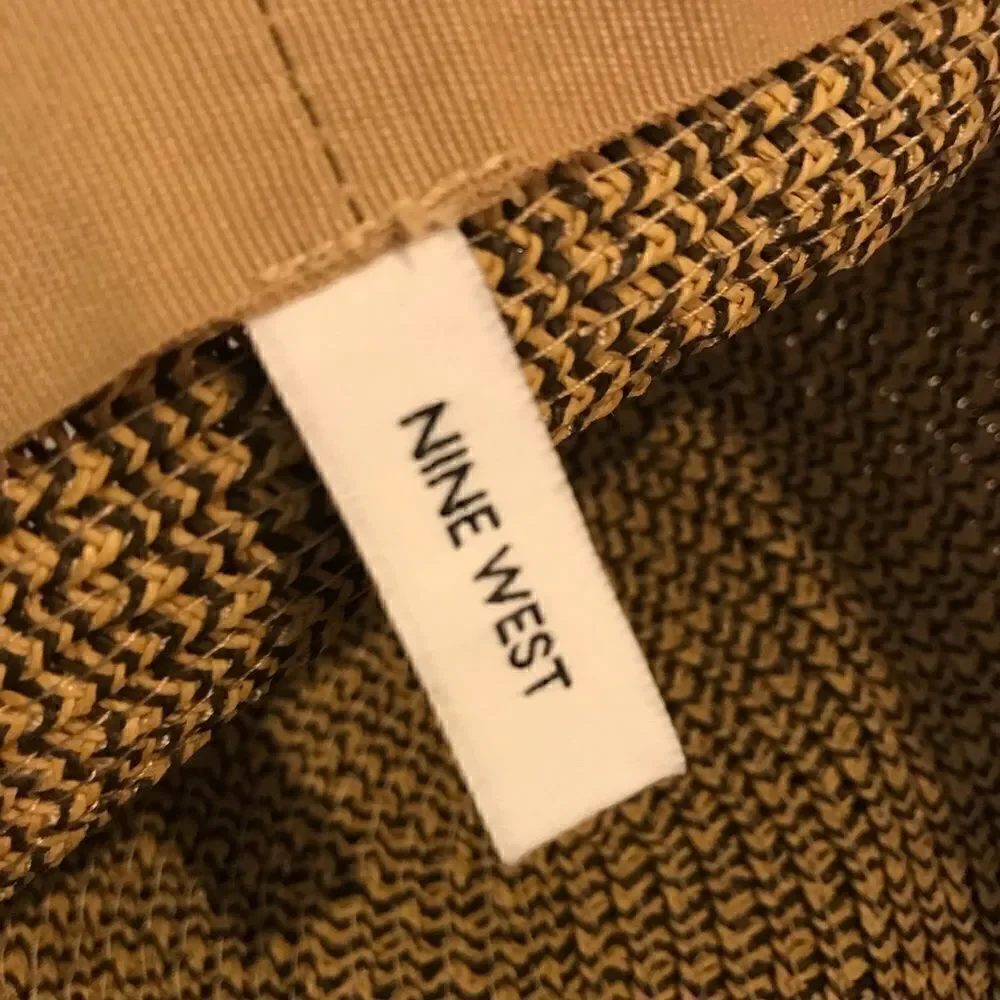 New! Nine West Straw Hat With Leather String